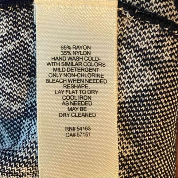 Eliza J. Sz M Navy Blue Print Sleeveless Drop Waist Luxury Knit Dress - Picture 6 of 8